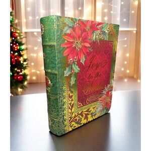 Punch Studio Storage Book Box Christmas Poinsettia 8.5” Gift Storage Trinket